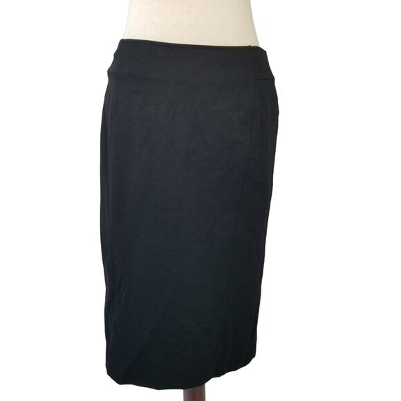Carmen Marc Malvo Black Pencil Skirt Gold Zipper Stretchy Nice Size 6 - Picture 1 of 3